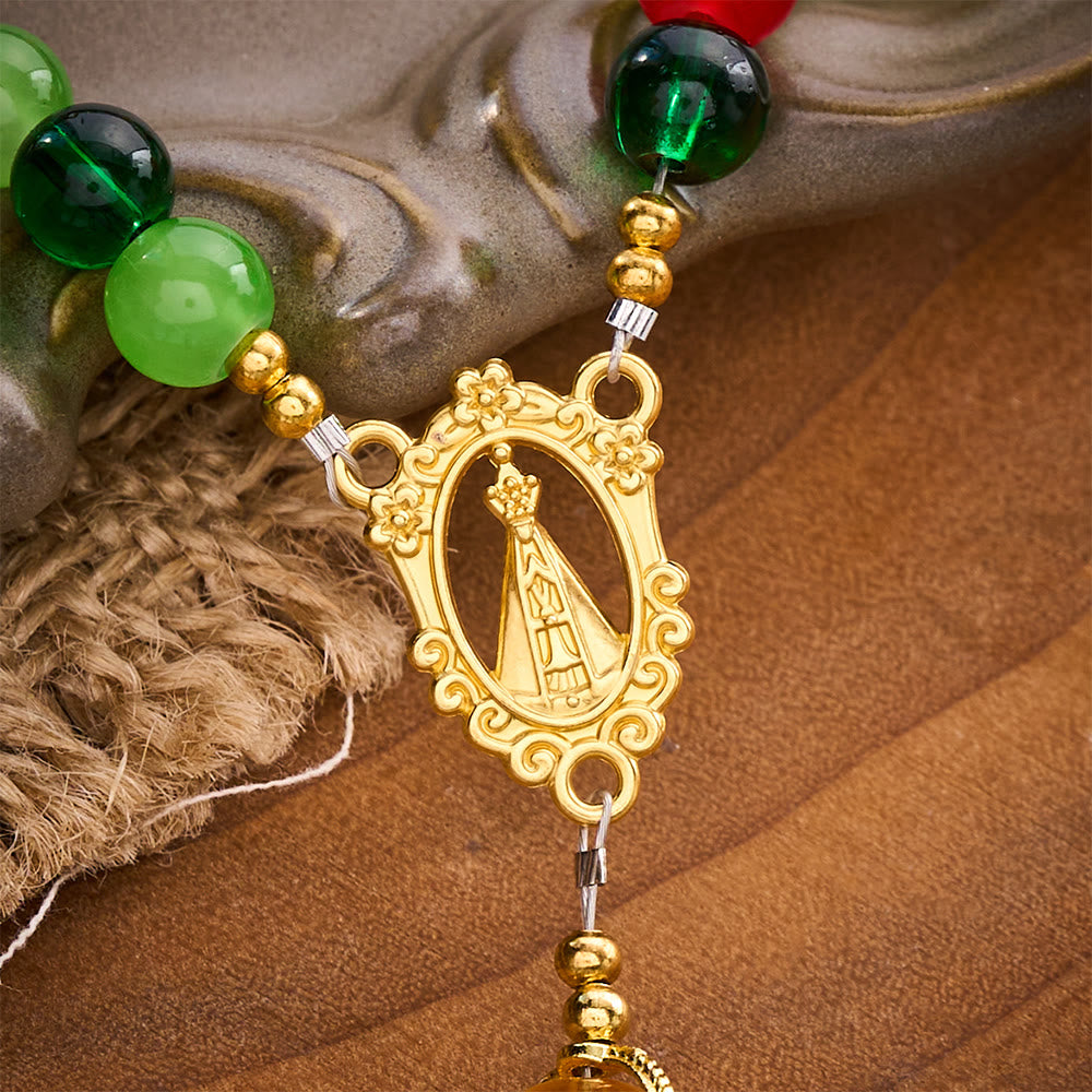 SolaceBeads Colorful Glass Virgin Mary Artistic Rosary: Heavenly Grace, Radiant Renewal - image 5
