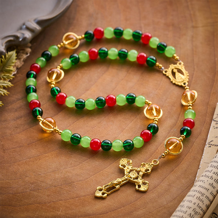 SolaceBeads Colorful Glass Virgin Mary Artistic Rosary: Heavenly Grace, Radiant Renewal - image 2