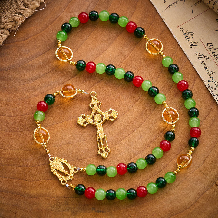 SolaceBeads Colorful Glass Virgin Mary Artistic Rosary: Heavenly Grace, Radiant Renewal - image 3