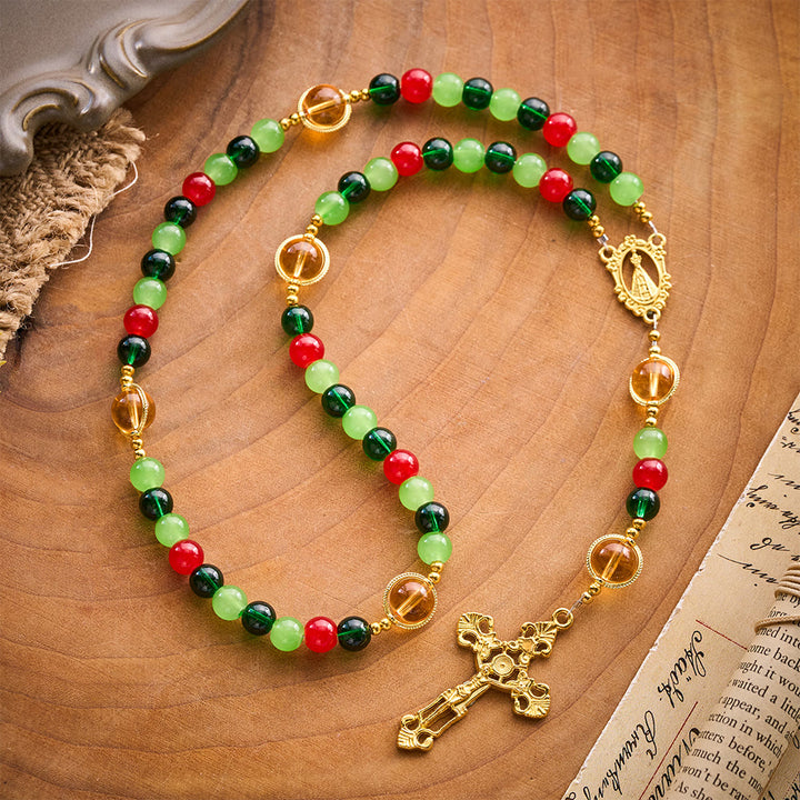 SolaceBeads Colorful Glass Virgin Mary Artistic Rosary: Heavenly Grace, Radiant Renewal - image 9