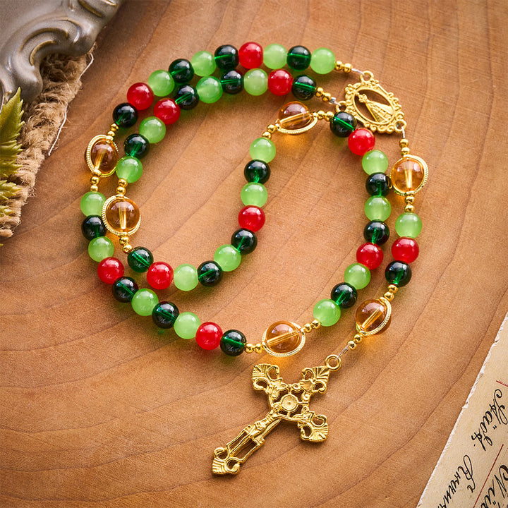 SolaceBeads Colorful Glass Virgin Mary Artistic Rosary: Heavenly Grace, Radiant Renewal - image 10