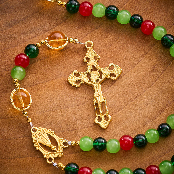 SolaceBeads Colorful Glass Virgin Mary Artistic Rosary: Heavenly Grace, Radiant Renewal - image 7