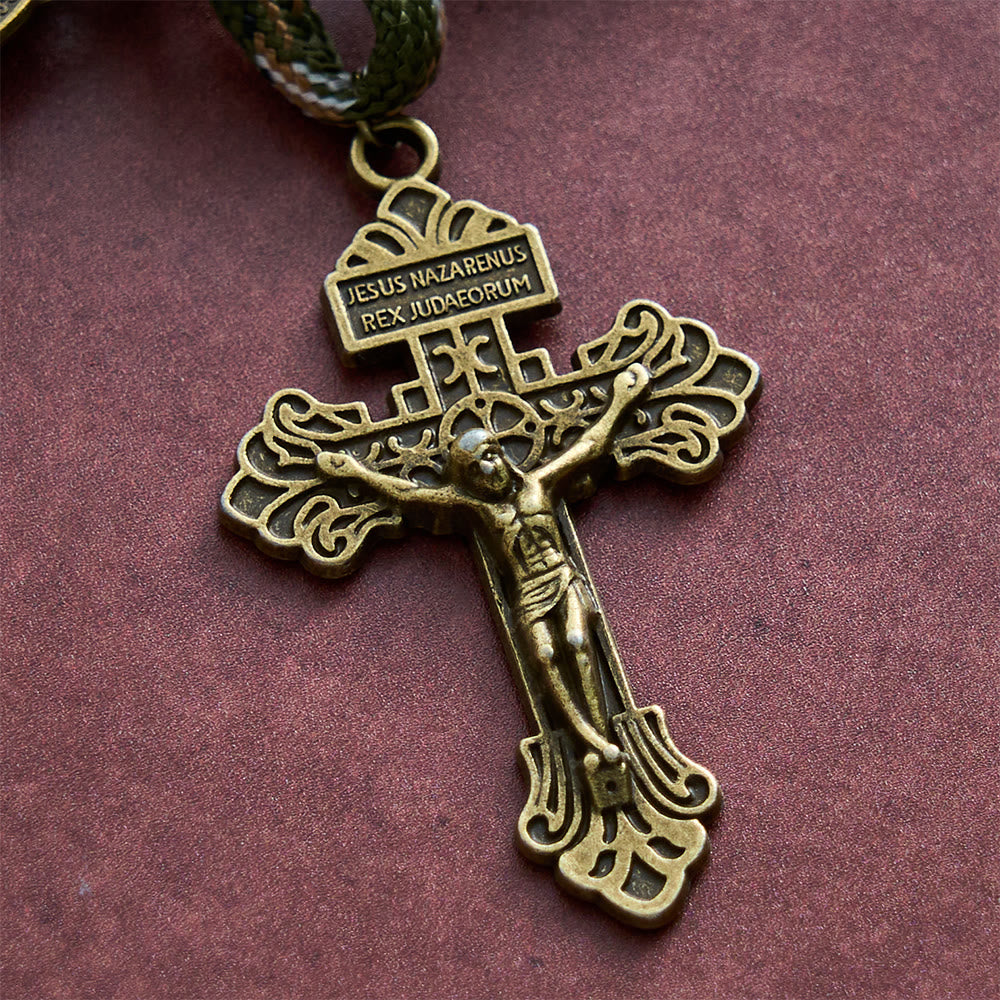SolaceBeads Black Pocket Rosary With St. Benedict Medal &amp; Crucifix: Protection in Compact Prayer - image 5