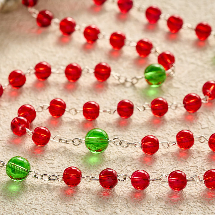SolaceBeads Red &amp; Green Glass Archangel St. Michael Heart Cross Rosary: Angelic Shield, Festive Joy - image 4