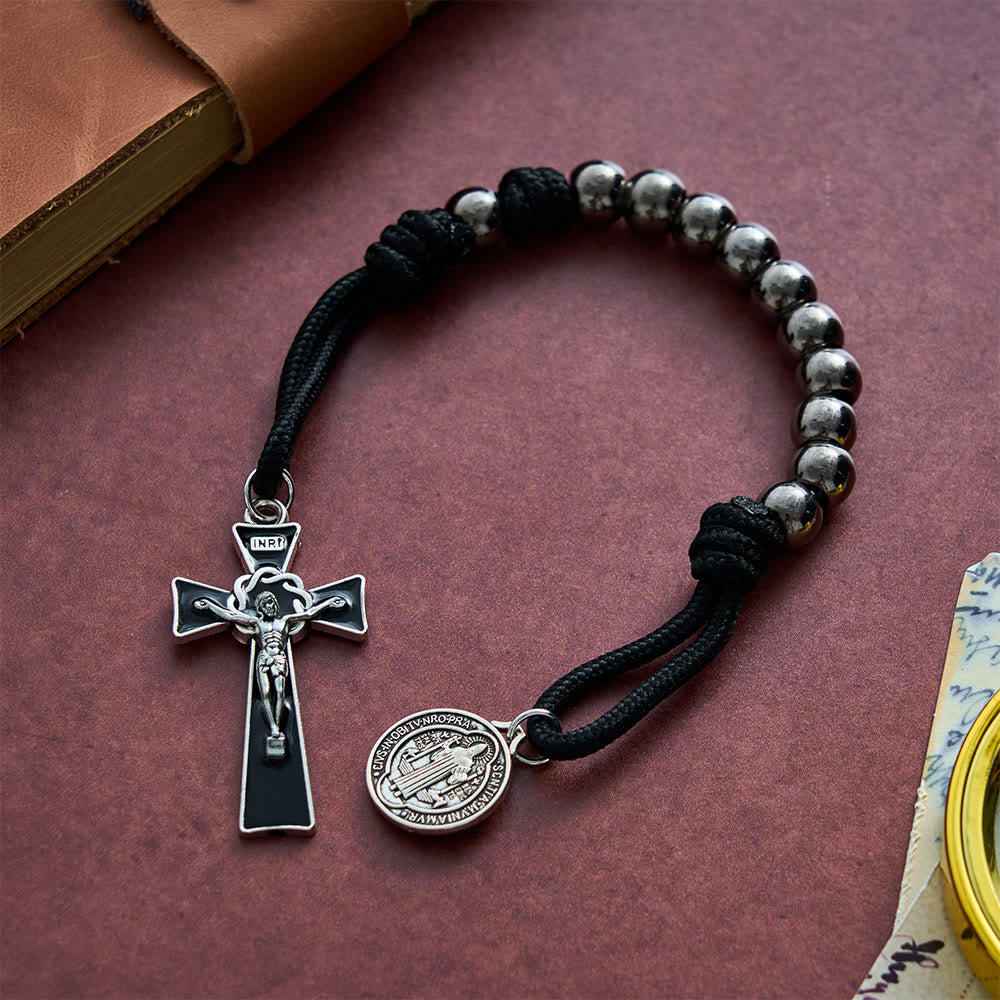 SolaceBeads Gunmetal Pocket Rosary With Benedict Medal &amp; Black Crucifix: Strength in Portable Prayer - image 6