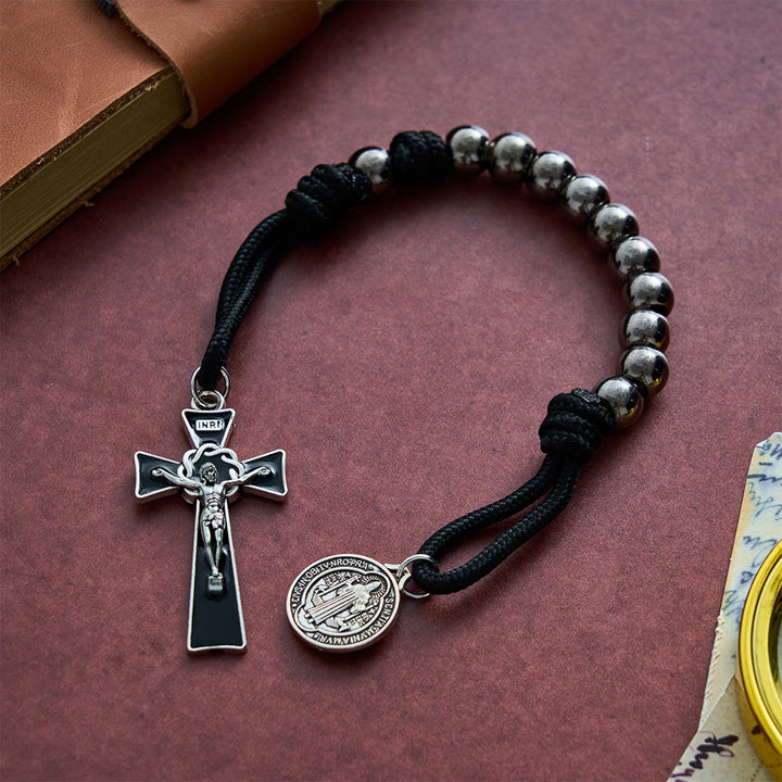 SolaceBeads Gunmetal Pocket Rosary With Benedict Medal &amp; Black Crucifix: Strength in Portable Prayer - image 6