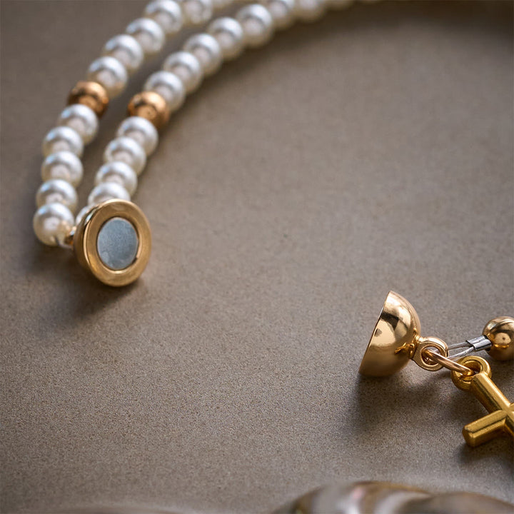 SolaceBeads White Rosary Bracelet With Miraculous Medal &amp; Crucifix: Peace in Daily Devotion - image 3