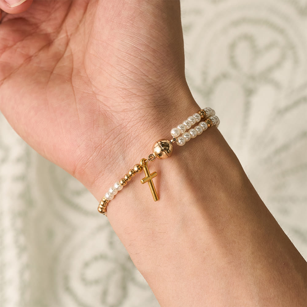 SolaceBeads White Rosary Bracelet With Miraculous Medal &amp; Crucifix: Peace in Daily Devotion - image 2