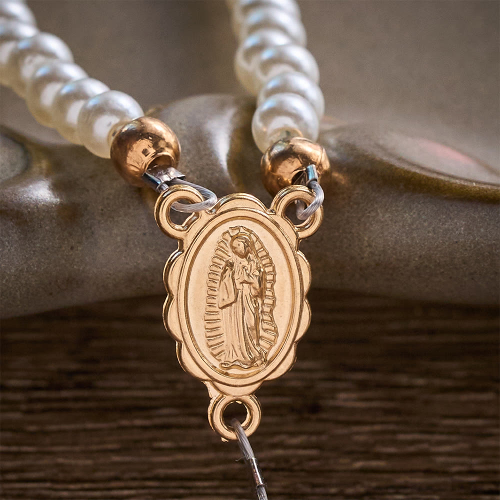 SolaceBeads White Rosary Bracelet With Miraculous Medal &amp; Crucifix: Peace in Daily Devotion - image 4