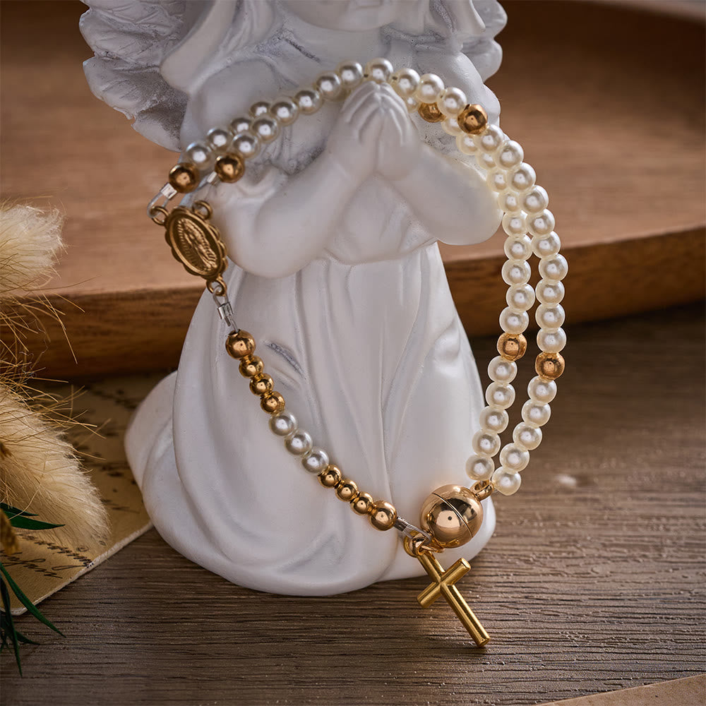 SolaceBeads White Rosary Bracelet With Miraculous Medal &amp; Crucifix: Peace in Daily Devotion - image 14