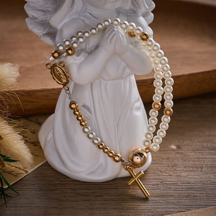SolaceBeads White Rosary Bracelet With Miraculous Medal &amp; Crucifix: Peace in Daily Devotion - image 14