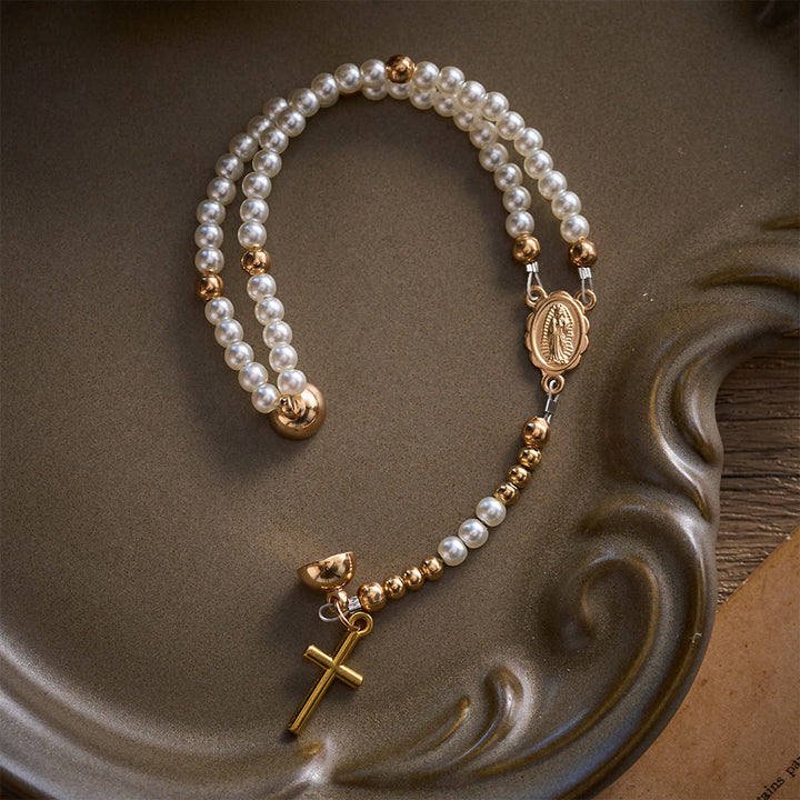 SolaceBeads White Rosary Bracelet With Miraculous Medal &amp; Crucifix: Peace in Daily Devotion - image 8
