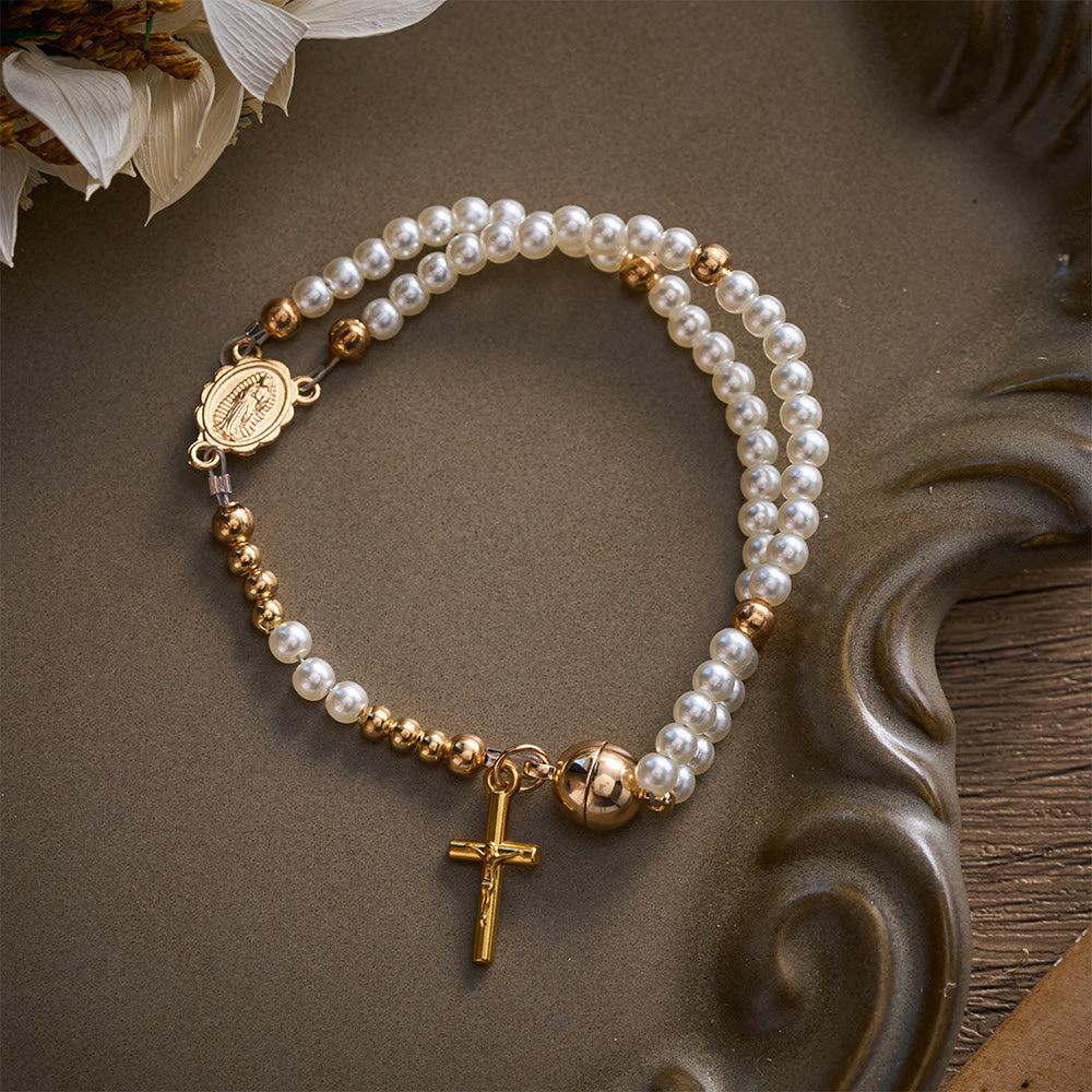 SolaceBeads White Rosary Bracelet With Miraculous Medal &amp; Crucifix: Peace in Daily Devotion - image 10