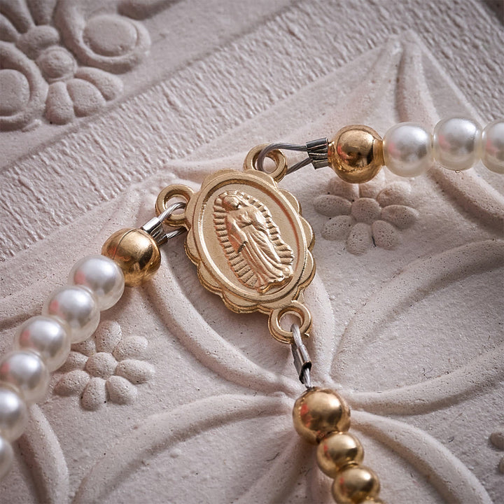 SolaceBeads White Rosary Bracelet With Miraculous Medal &amp; Crucifix: Peace in Daily Devotion - image 6