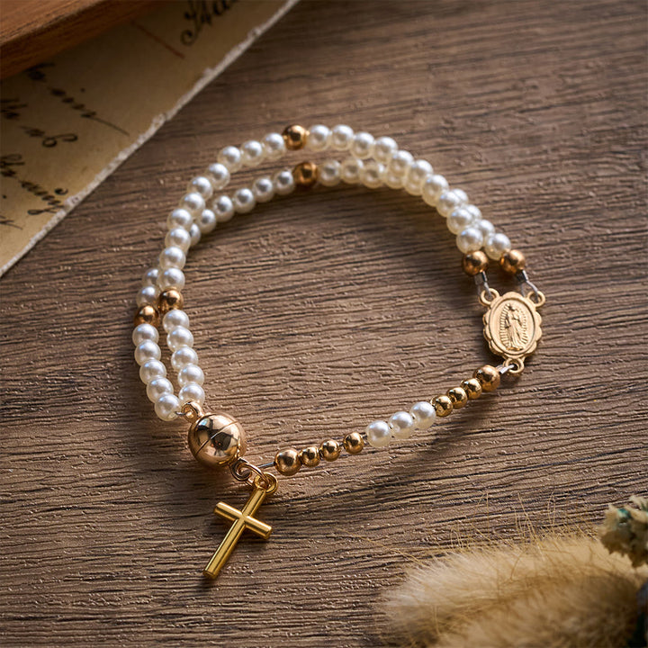 SolaceBeads White Rosary Bracelet With Miraculous Medal &amp; Crucifix: Peace in Daily Devotion - image 11