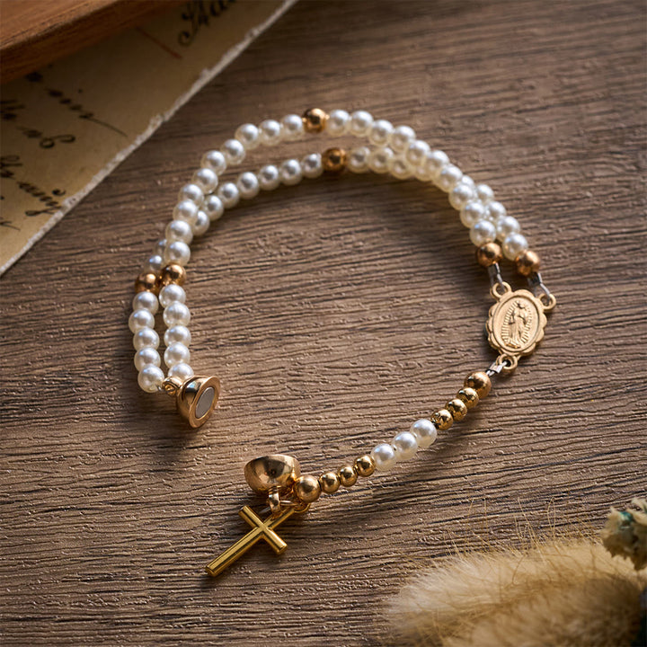 SolaceBeads White Rosary Bracelet With Miraculous Medal &amp; Crucifix: Peace in Daily Devotion - image 9