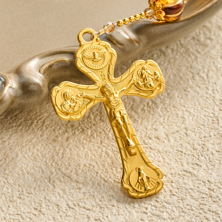 SolaceBeads Amber Honey Pumpkin Beads Virgin Mary Artistic Rosary: Autumn Gratitude, Golden Grace - image 5