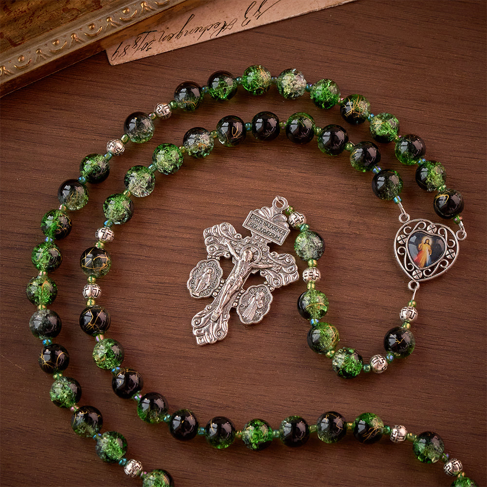 SolaceBeads Emerald Green &amp; Black Glass Rosary – Handcrafted Prayer Beads for Faith &amp; Protection - image 6